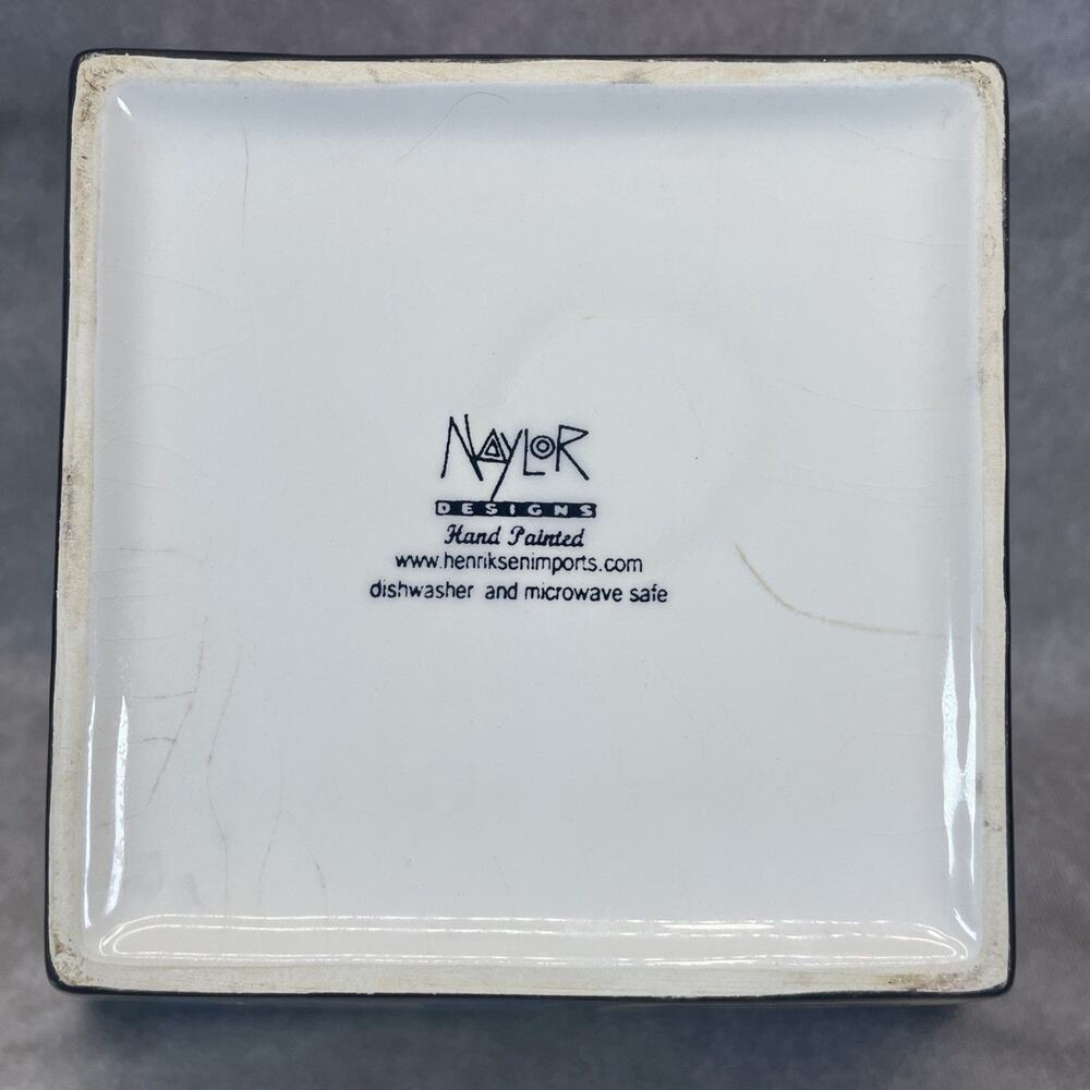Modern Mary Naylor Designs Large Square Bowl Abstract Geometric 8 x 4.75 in Rare - Picture 5 of 8